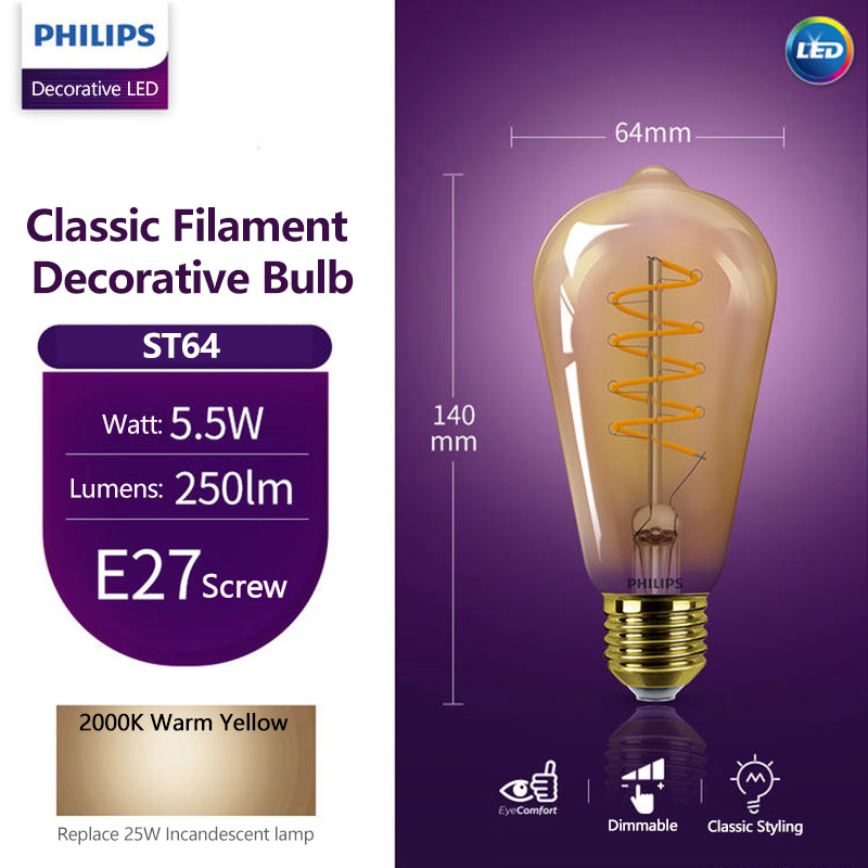 Philips LED ST64 E27 Decorativ - Philips Bulb Led Classic review and price